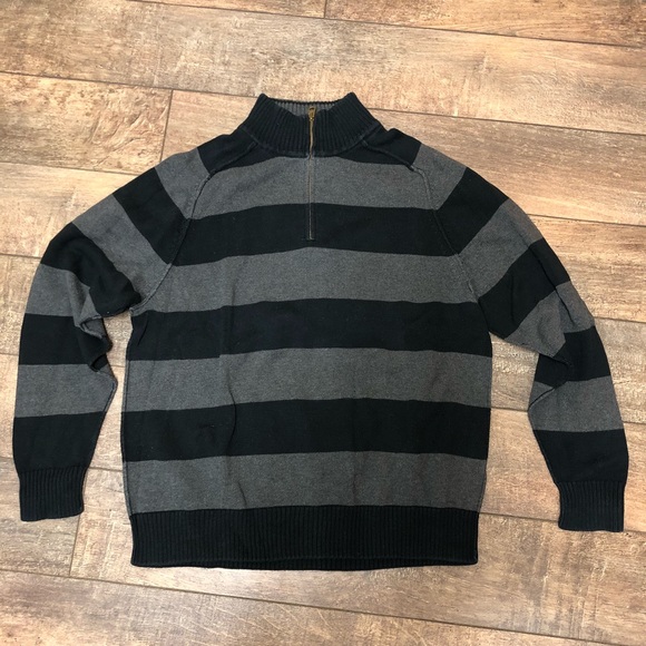 Sonoma Sweaters Mens 4 Zip Black And Gray Stripe Sweater Xl Poshmark